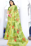 green georgette saree