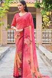 pink georgette saree