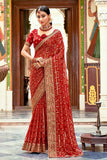 red georgette saree