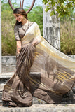 brown georgette saree