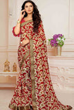 red georgette saree