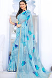 blue georgette saree