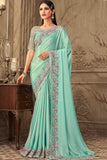 green georgette saree