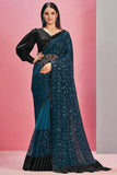 blue georgette saree