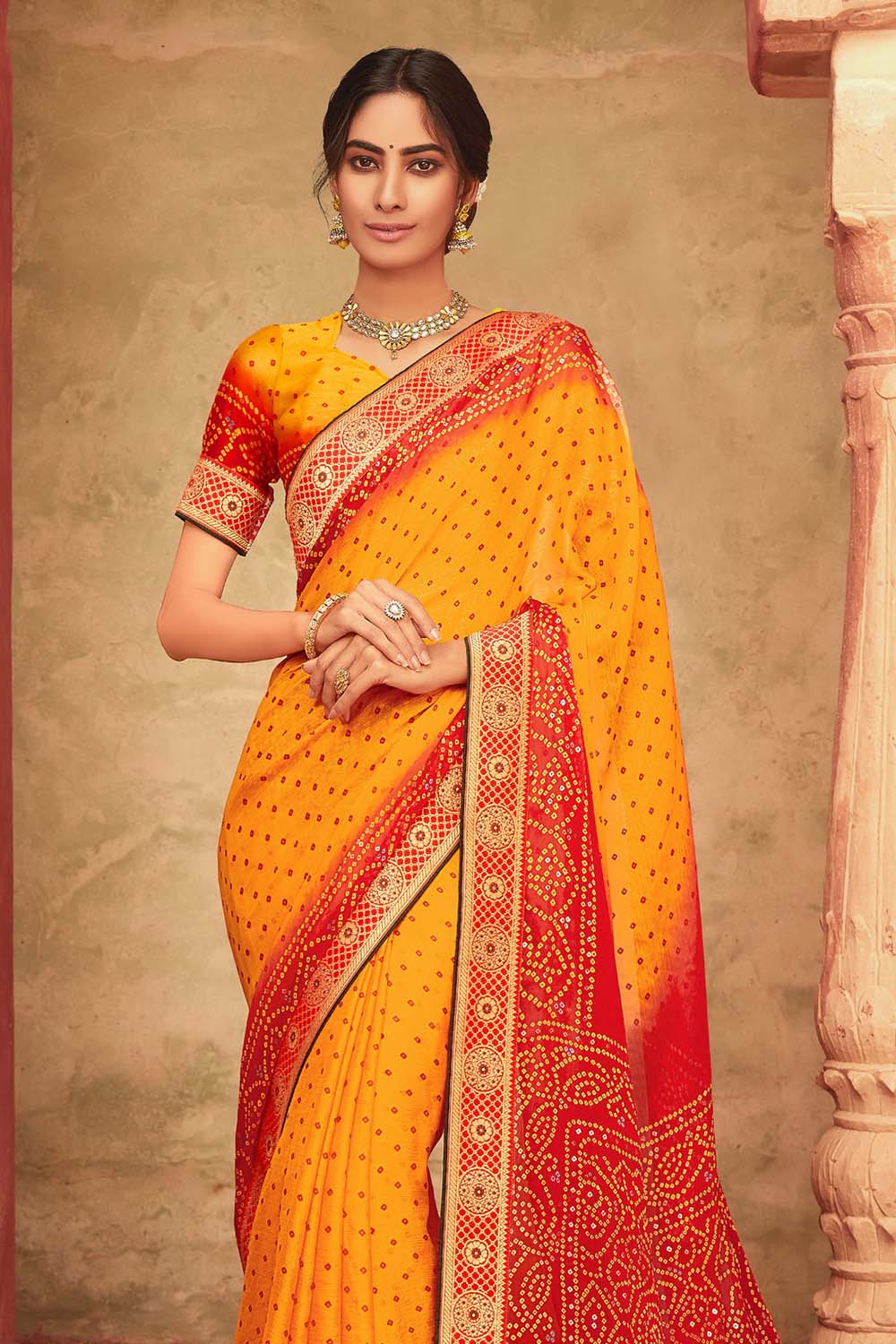 Buy Yellow Sarees for Women by BESUCHER Online | Ajio.com