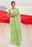 green georgette saree