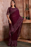 purple georgette saree