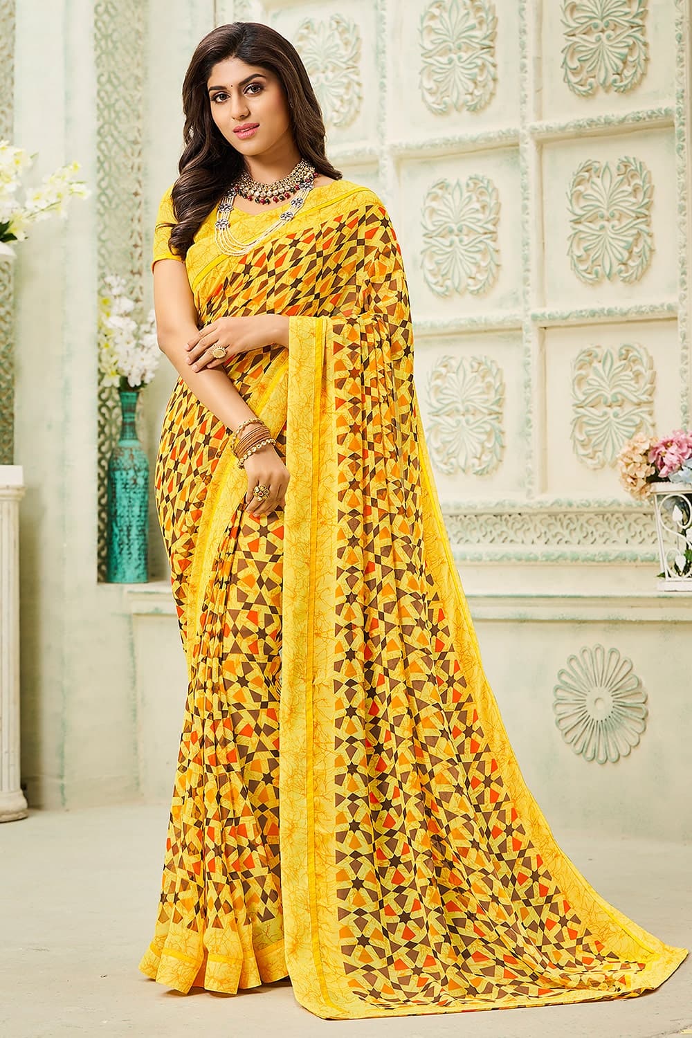 Buy yashika Floral Print Bollywood Georgette Blue Sarees Online @ Best  Price In India | Flipkart.com