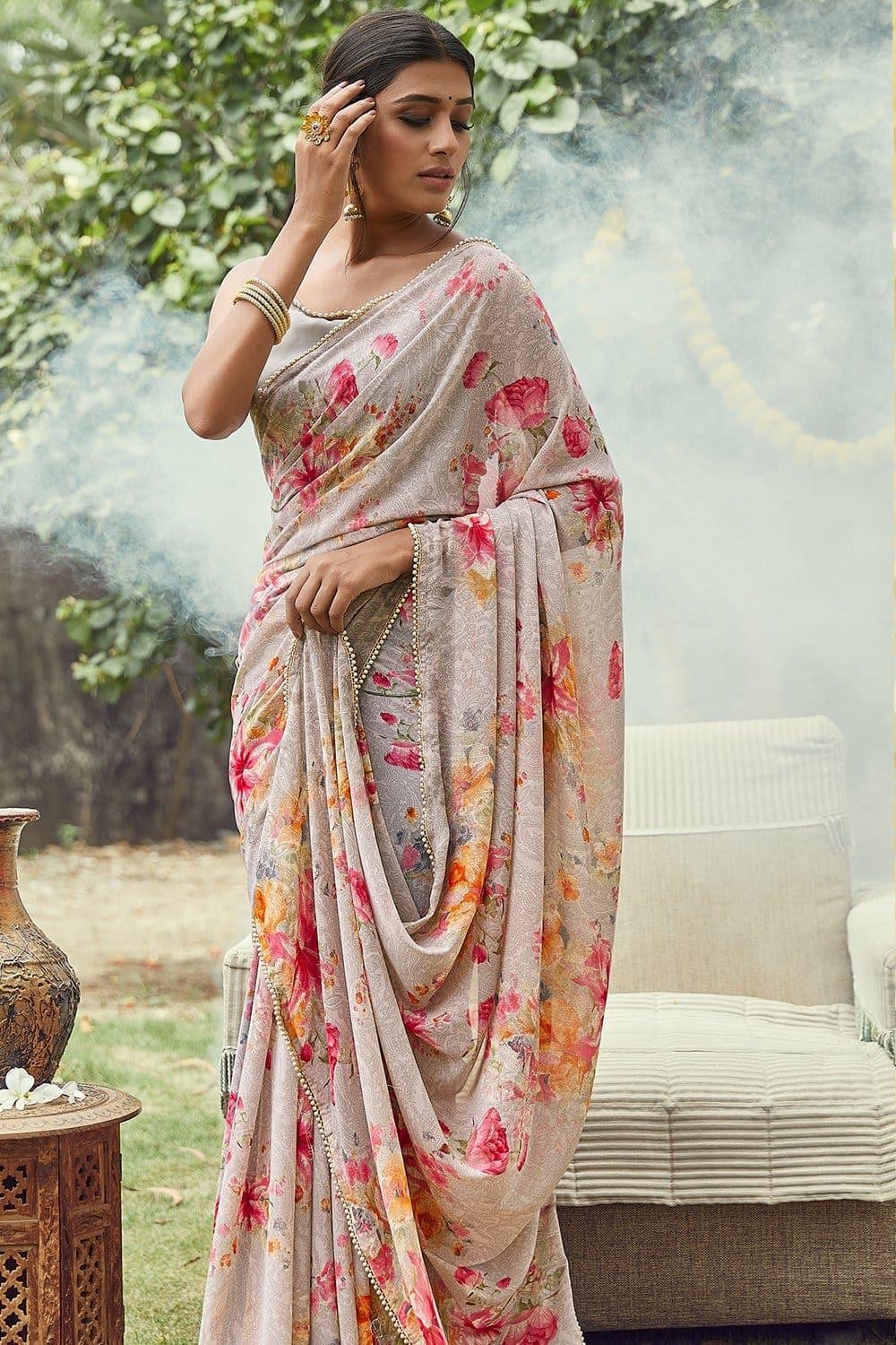floral printed saree