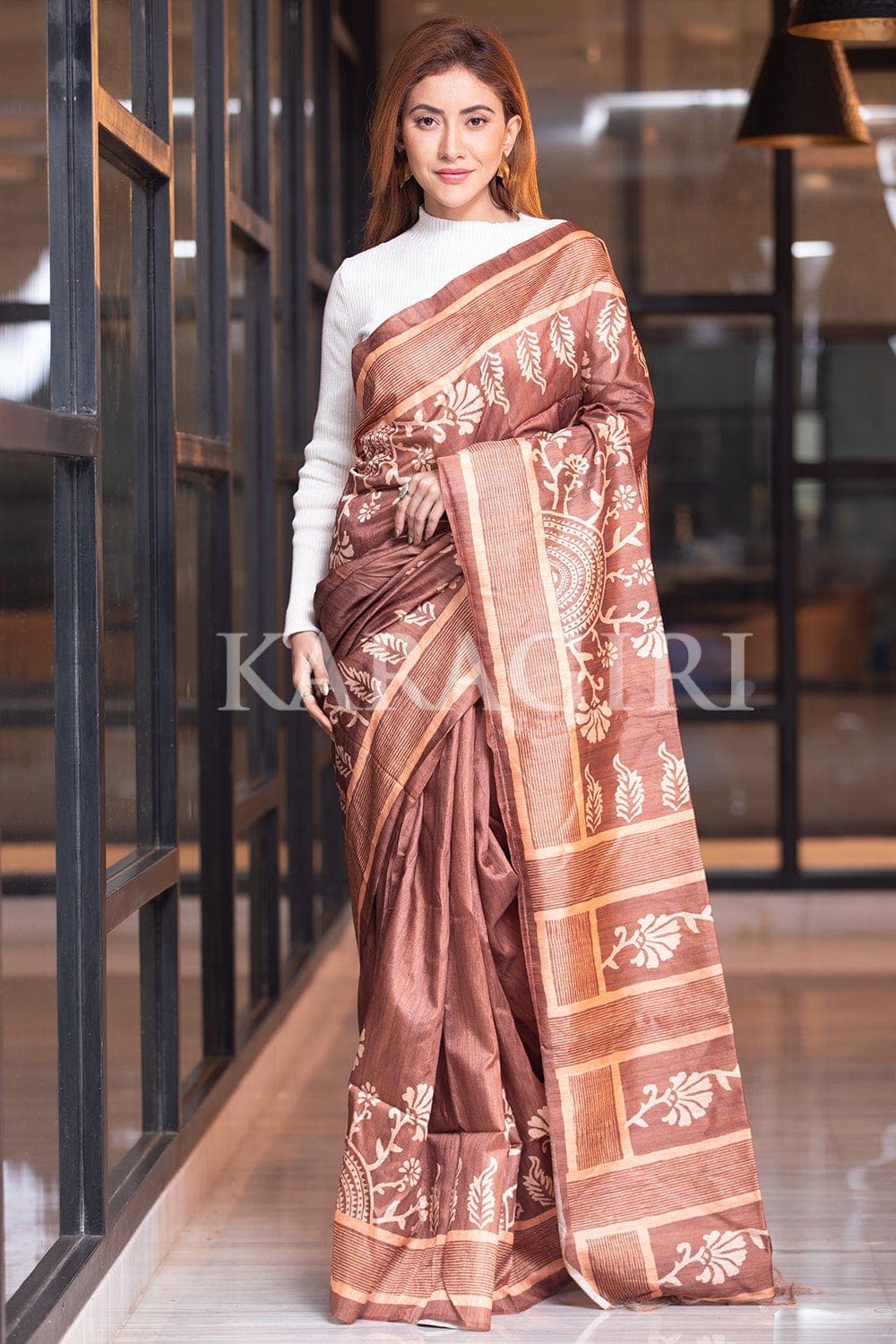 Kalamkari Saree Brown Kalamkari Saree saree online