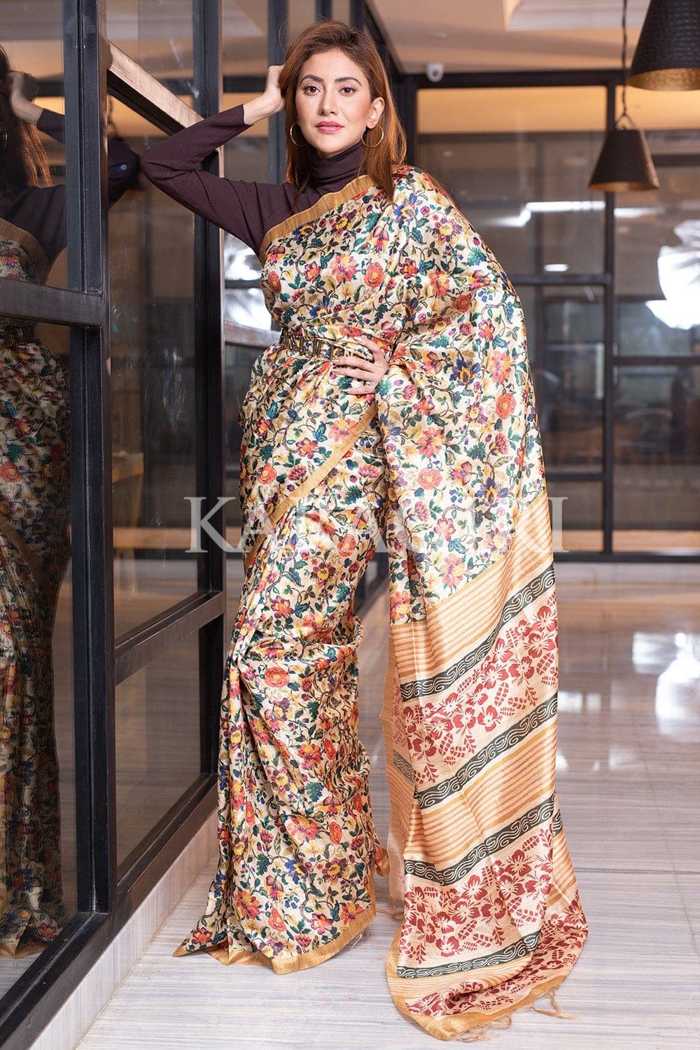 Buy online Pure Soft cotton Plain Anarkali suit with Kalamkari Dupatta -  Black-AFS101L