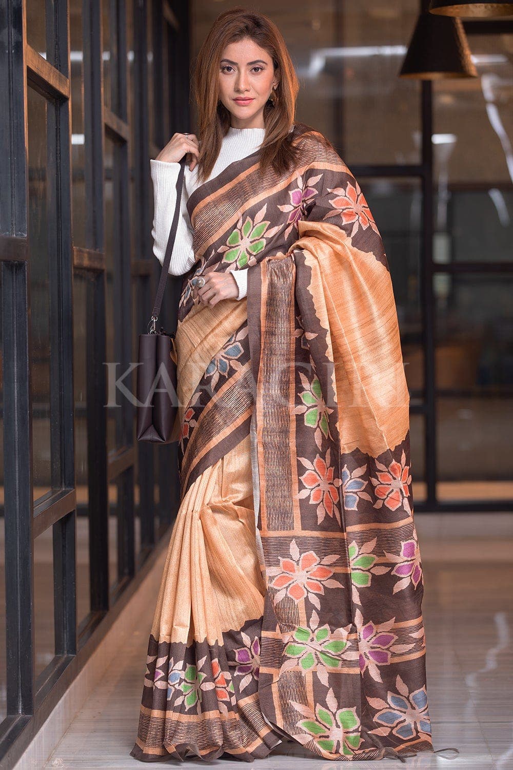 Buy Green Kalamkari Printed Banarasi Silk Saree From Ethnic Plus