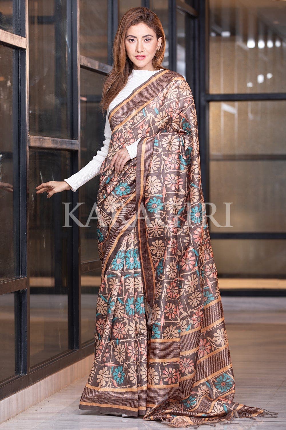 Kalamkari Saree Tawny Brown Kalamkari Saree saree online