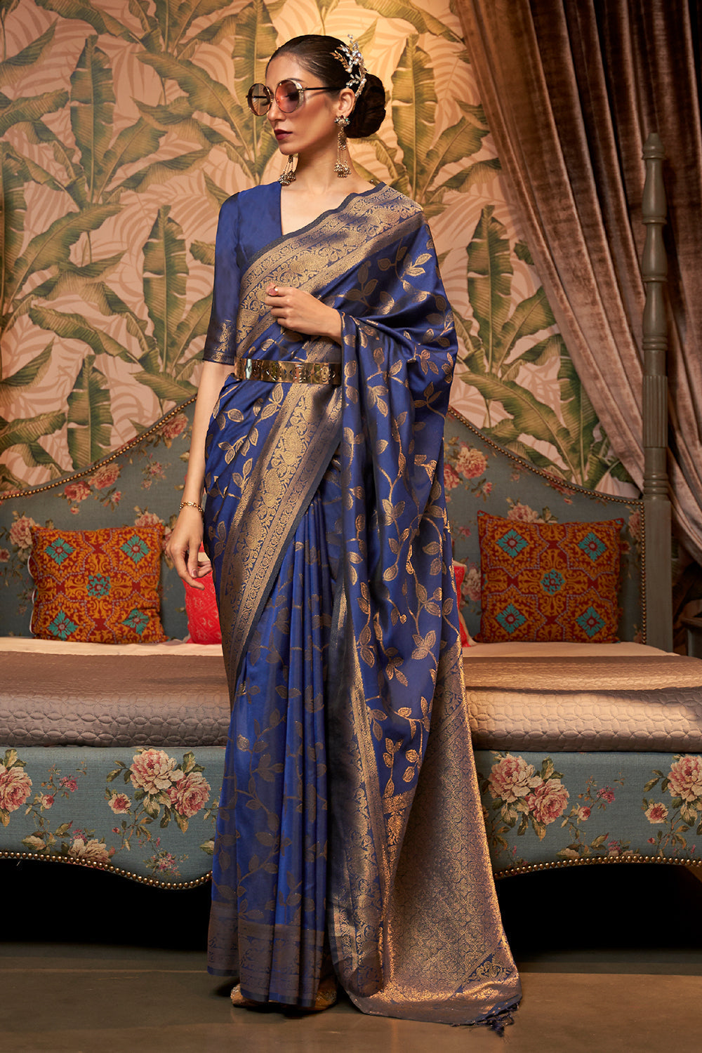 blue kanjivaram saree