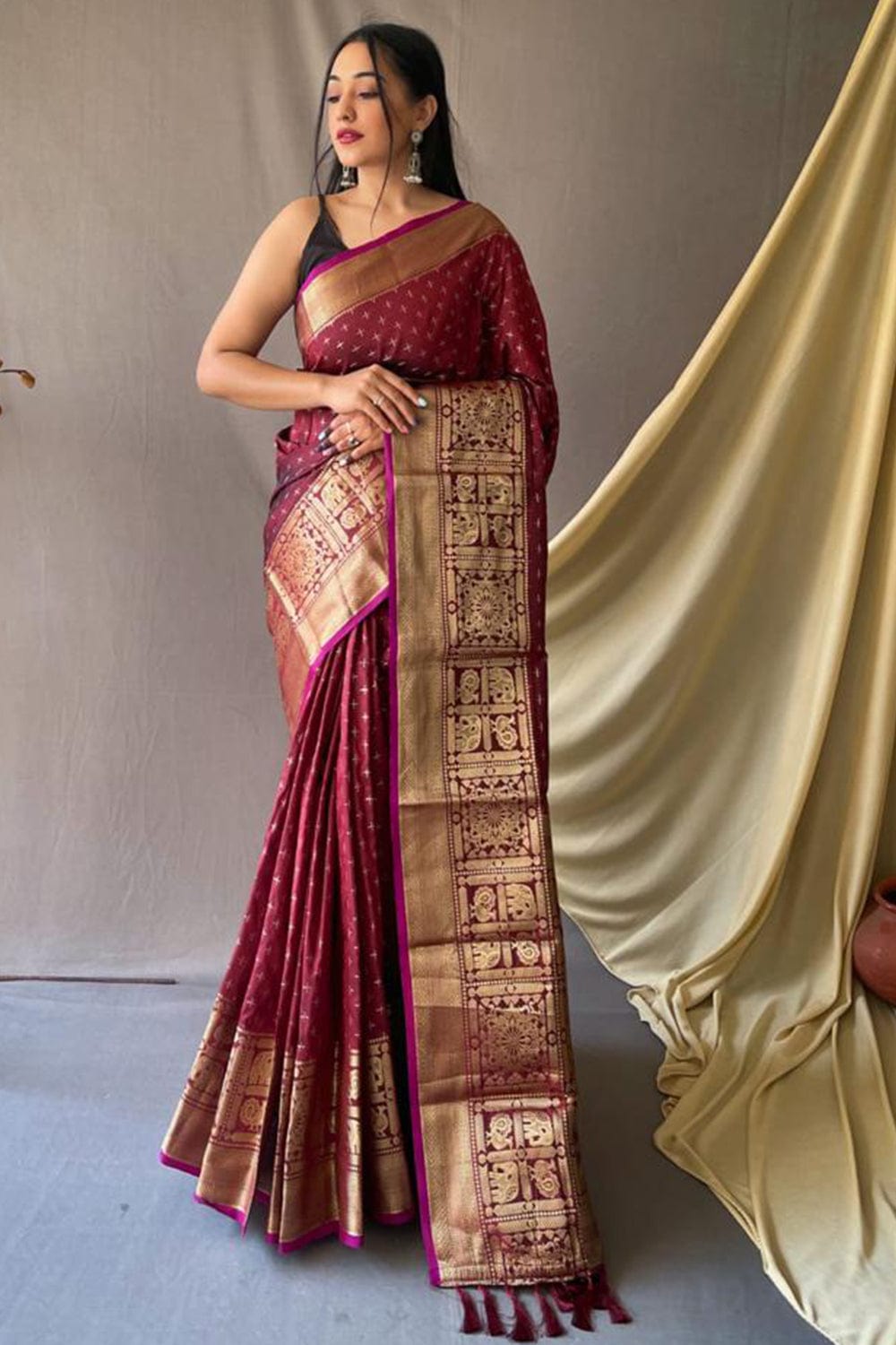 Kanjivaram Cotton Saree – Mayju Boutique