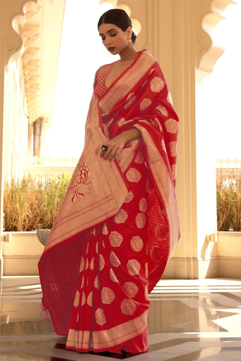 New Fancy Silk Sree Design Red Colour