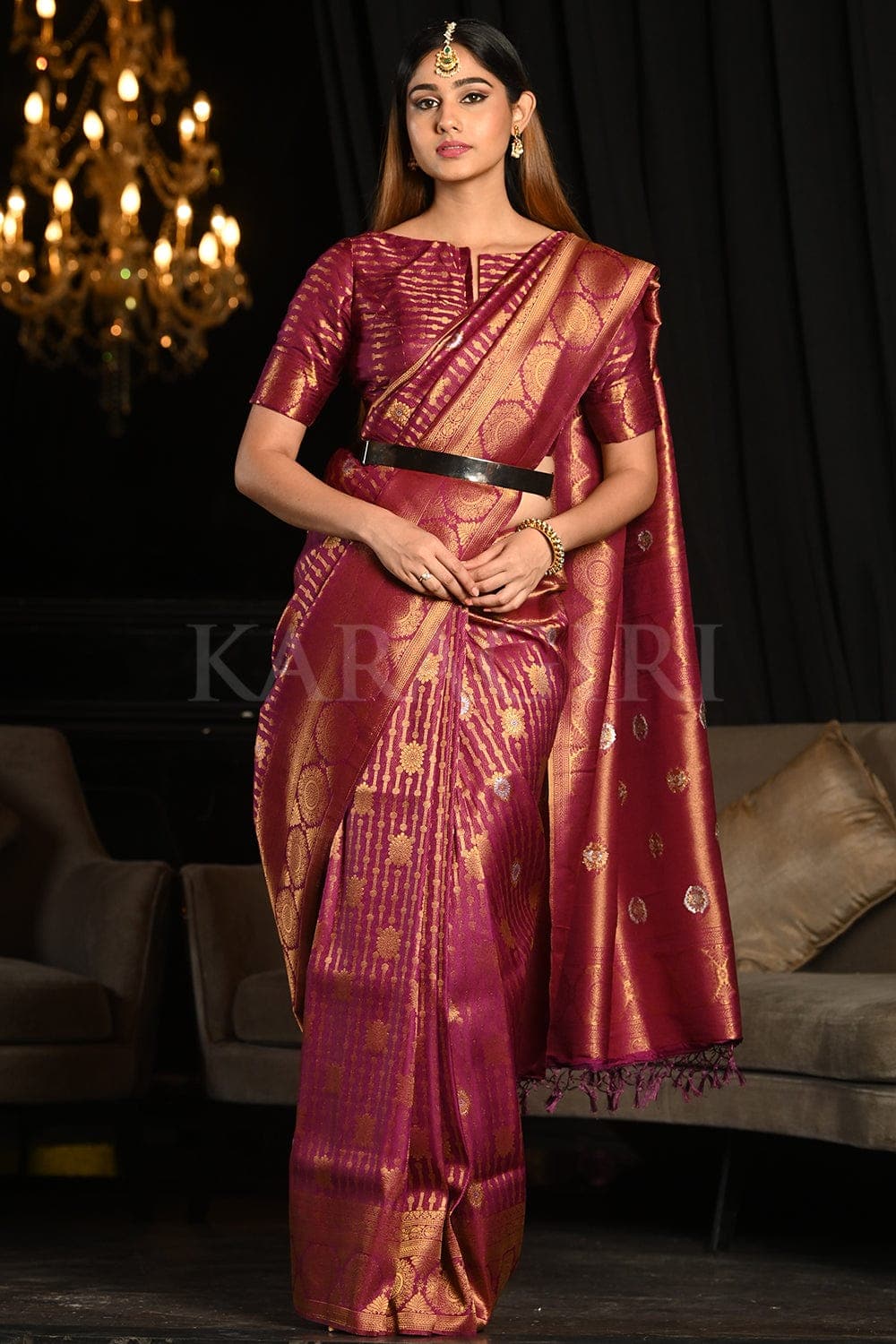 Buy Magnta Purple Kanjivaram Saree online-Karagiri