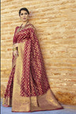 Kanjivaram Saree Deep Maroon Handcrafted Contemporary Kanjivaram Saree saree online