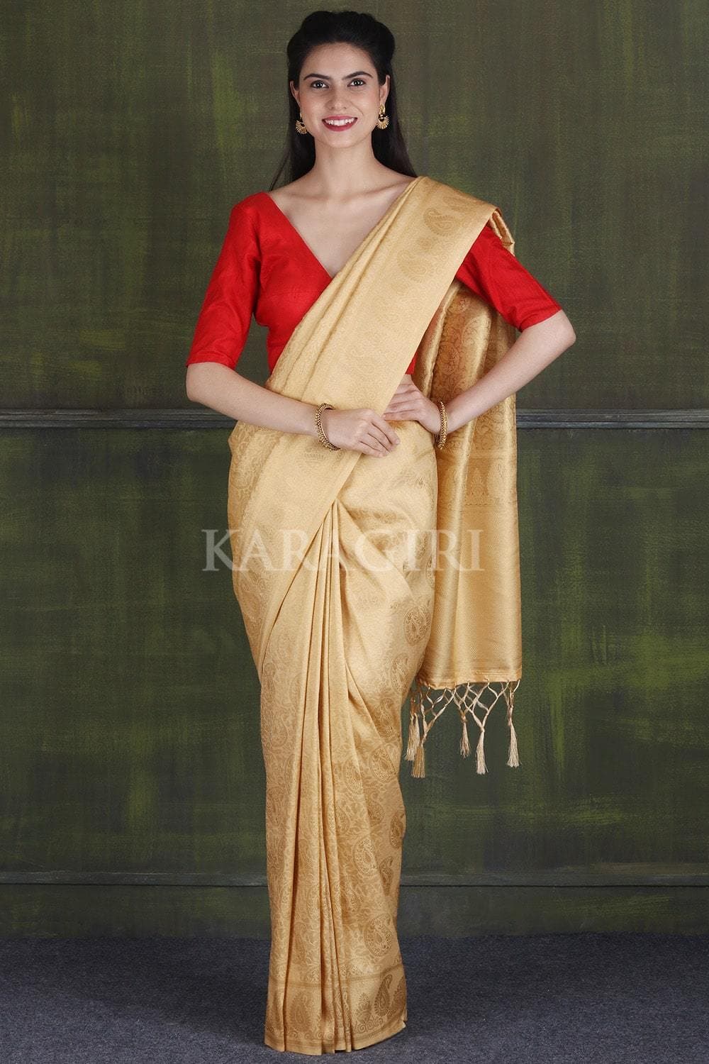 Sequinned Georgette Saree in Beige : SJN7573