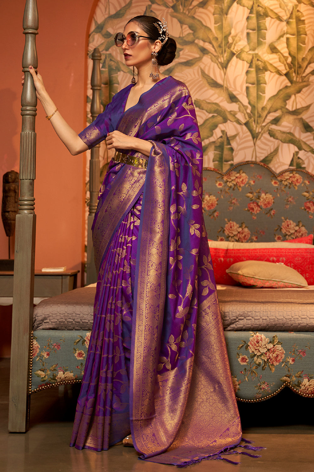 Experience luxury in a minute! Our Purple Kanjivaram Saree is ready to wear  and ready to dazzle! 💎 Shop Now ➤… | Instagram