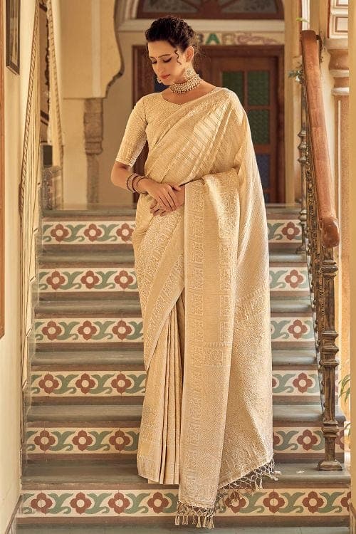 Kanjivaram Saree Lace White Kanjivaram Saree saree online