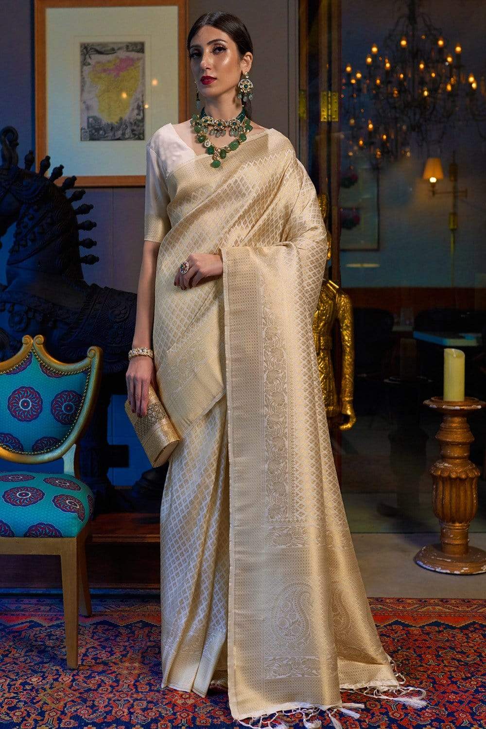 Light Grey Ladies Golden Organza Silk Saree, 6.3 m (with blouse piece) at  Rs 751/piece in Surat