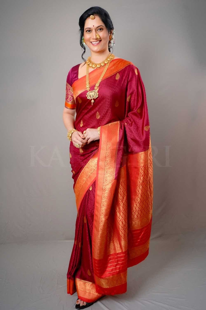 NIHARICKA SINGH & SAMIDHA GURU in Scarlet Red Kanjivaram Saree ...