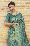 Kanjivaram Saree Peacock Green Handcrafted Contemporary Kanjivaram Saree saree online