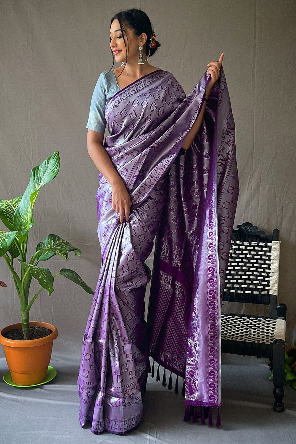 Purple Banarasi Silk Saree-SRPBSS165 – Sayali Rajadhyaksha Sarees