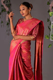 rose pink kanjivaram saree 