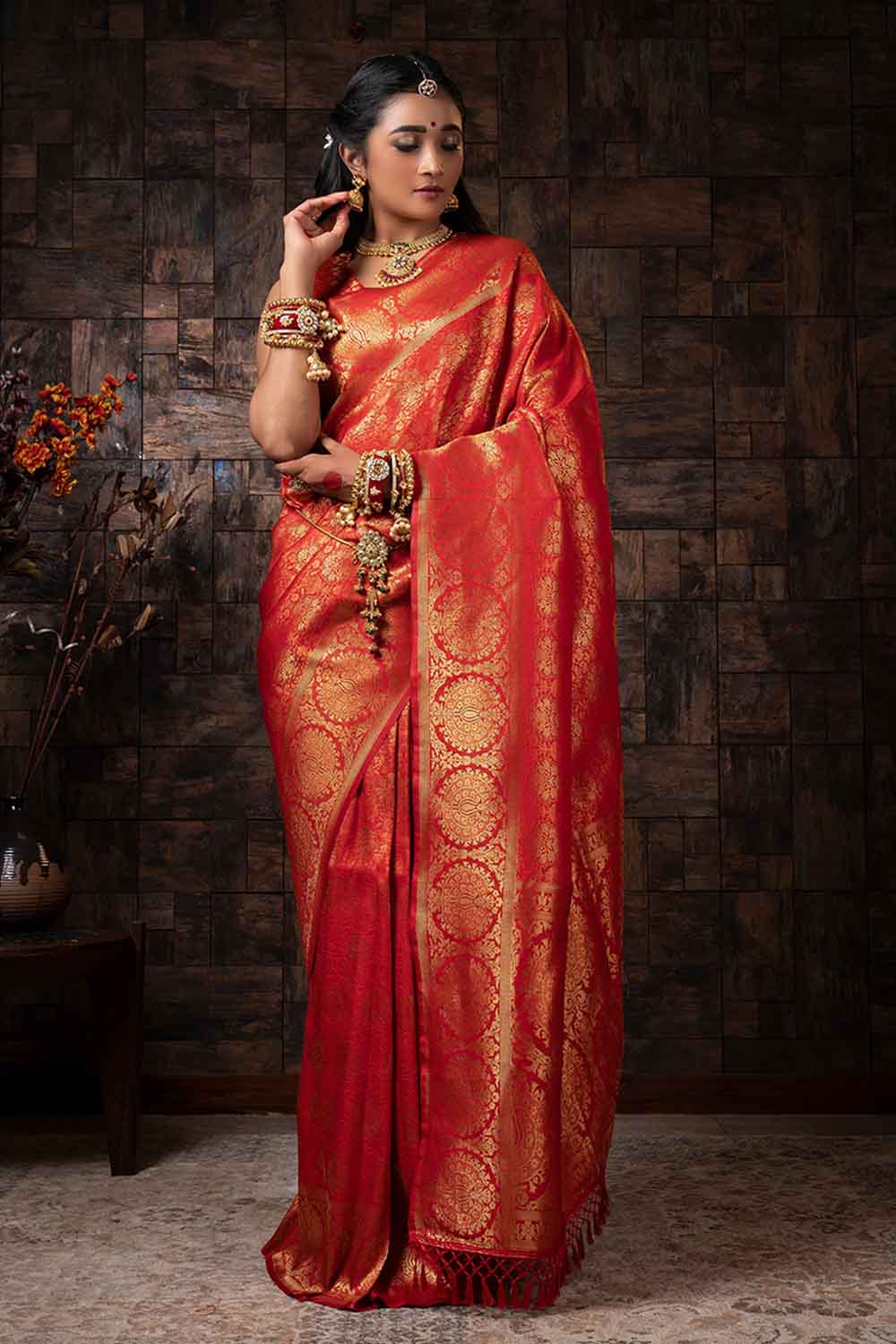 Kanchipuram style fancy tissue handloom saree – www.vannamayil.com