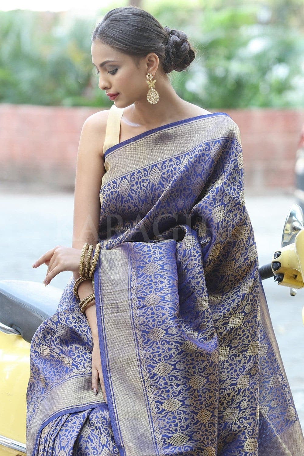 Kanjivaram Saree Space Blue Kanjivaram Saree saree online