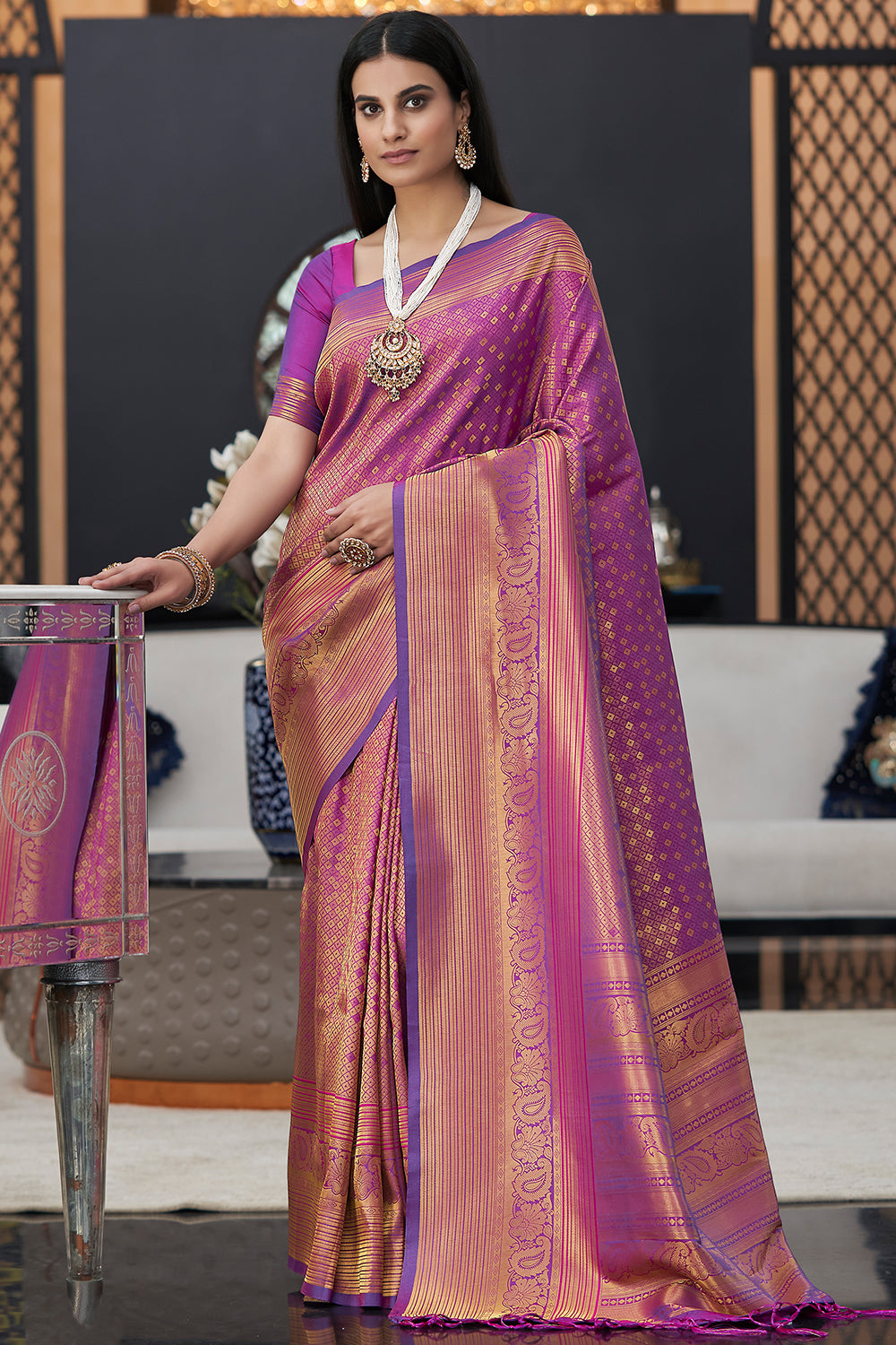 purple kanjivaram saree