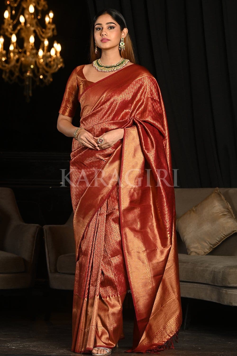 The Rajasthani Soiree - Deep Red Saree – Rang Riwaaz