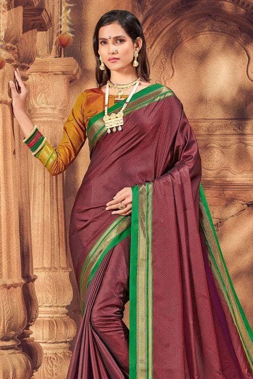 Buy Satin Silk Woven Work Dark Maroon Color Saree Festive Wear Online at  Best Price | Cbazaar