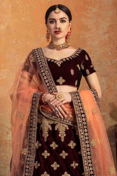 Saree online shop, Peach net asian festival sari, U neck blouse