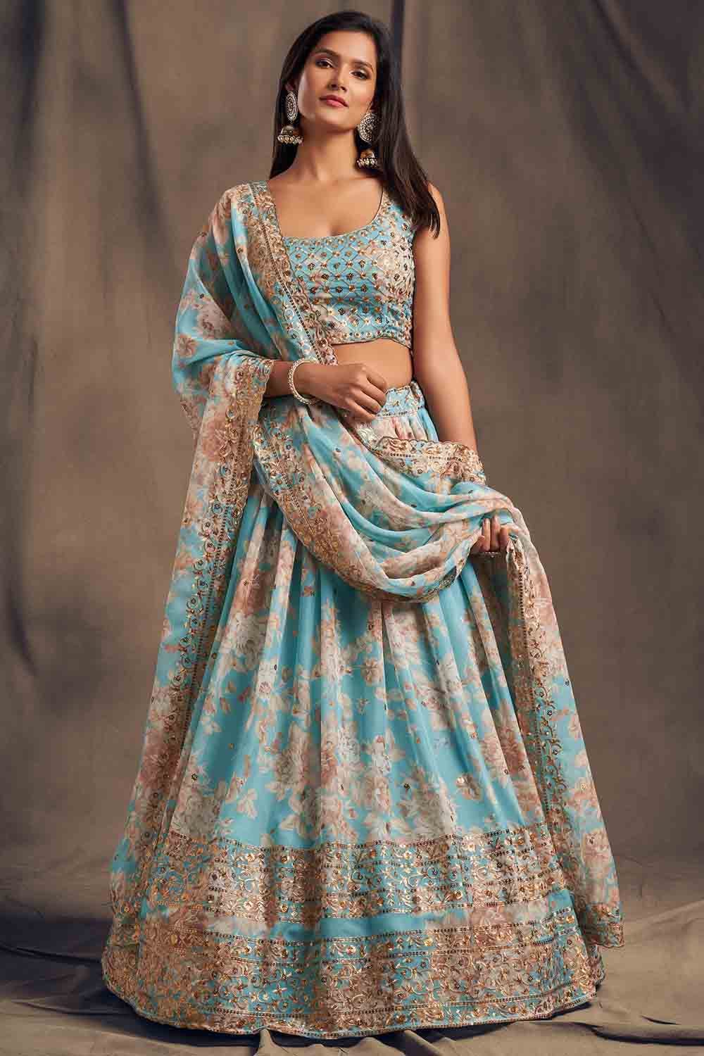 Buy Ethereal Beauty A Half Sarees Lehenga Collection in Shades of White and  Baby Pink