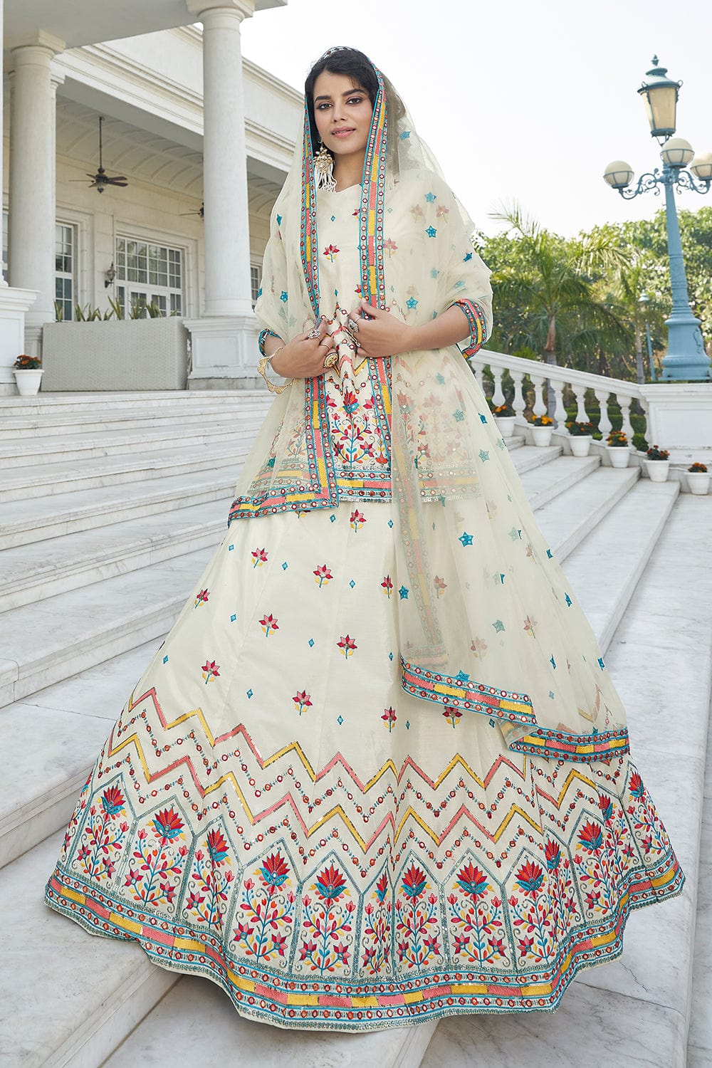 beige lehenga choli