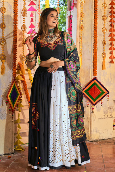 Black designer Lehenga choli for navratri - Lotus Lehenga Choli