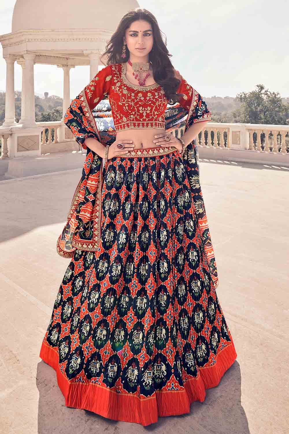 Lehenga Choli Blue Orange Lehenga Choli saree online