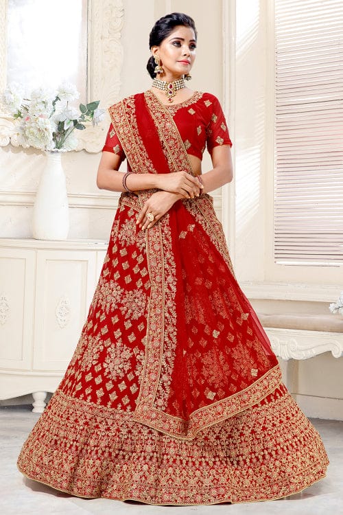 red lehenga choli