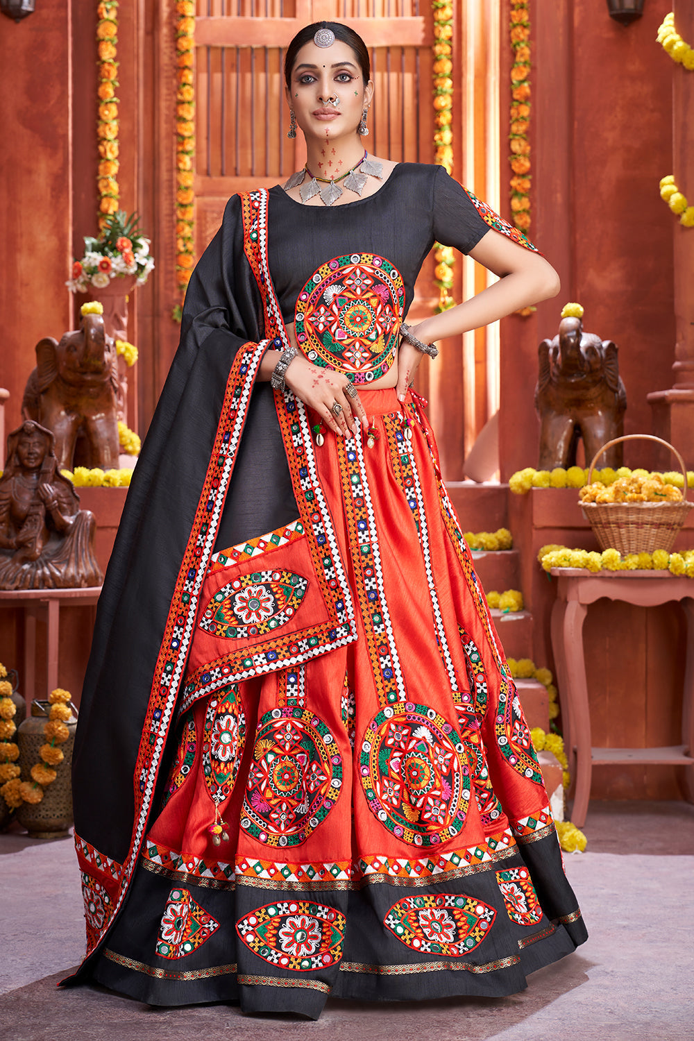 red lehenga choli