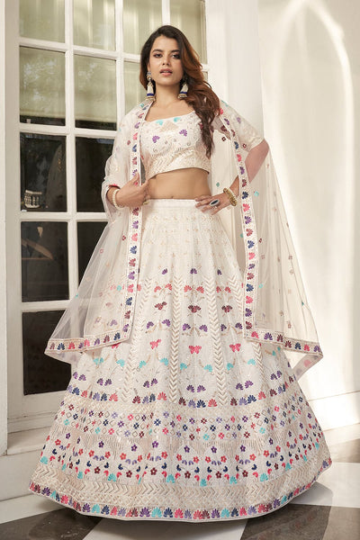 Gorgeous Pink Color Designer Silver Thread Sequence Embroidered Work N –  Lehenga Closet