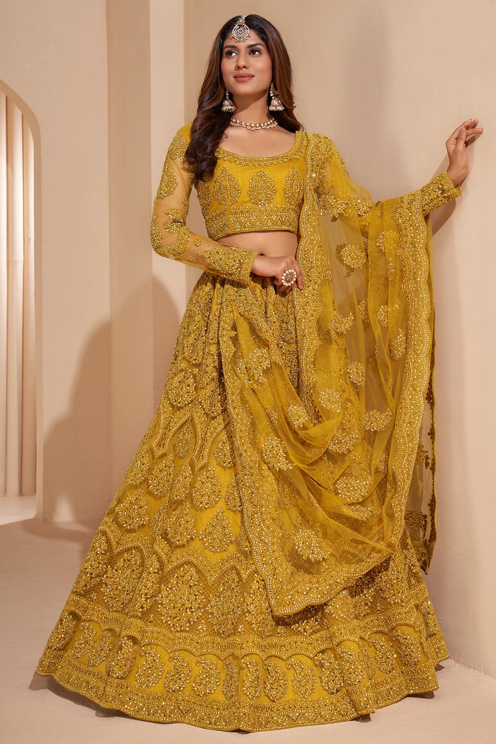 Wedding Lehenga Style Saree, Machine Made ,6.3 M (with Blouse Piece) at Rs  3999/piece in Chennai