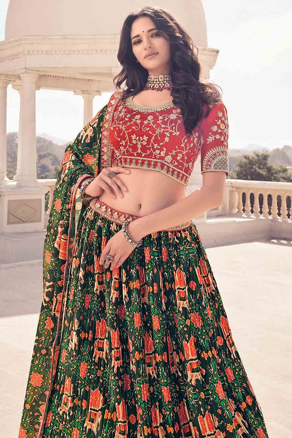 Lehenga Choli Dark Green Lehenga Choli saree online