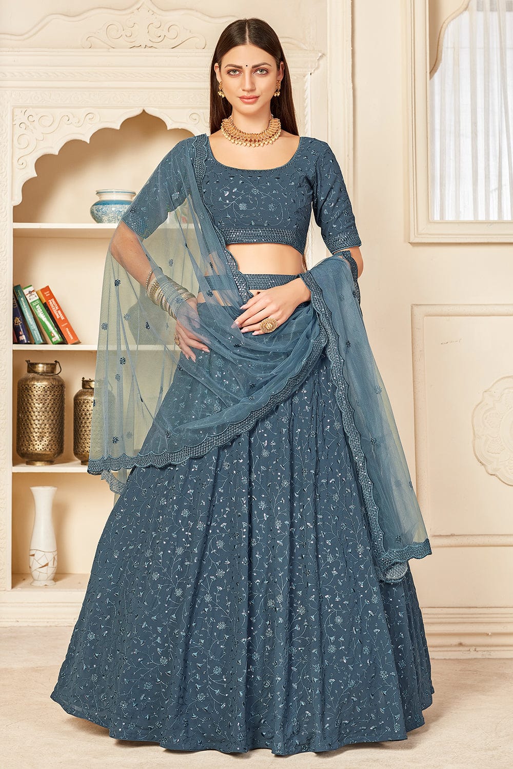 blue lehenga choli