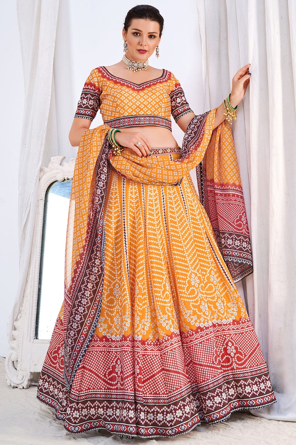 Yellow Colour Designer Lehenga Choli in Net Fabric.