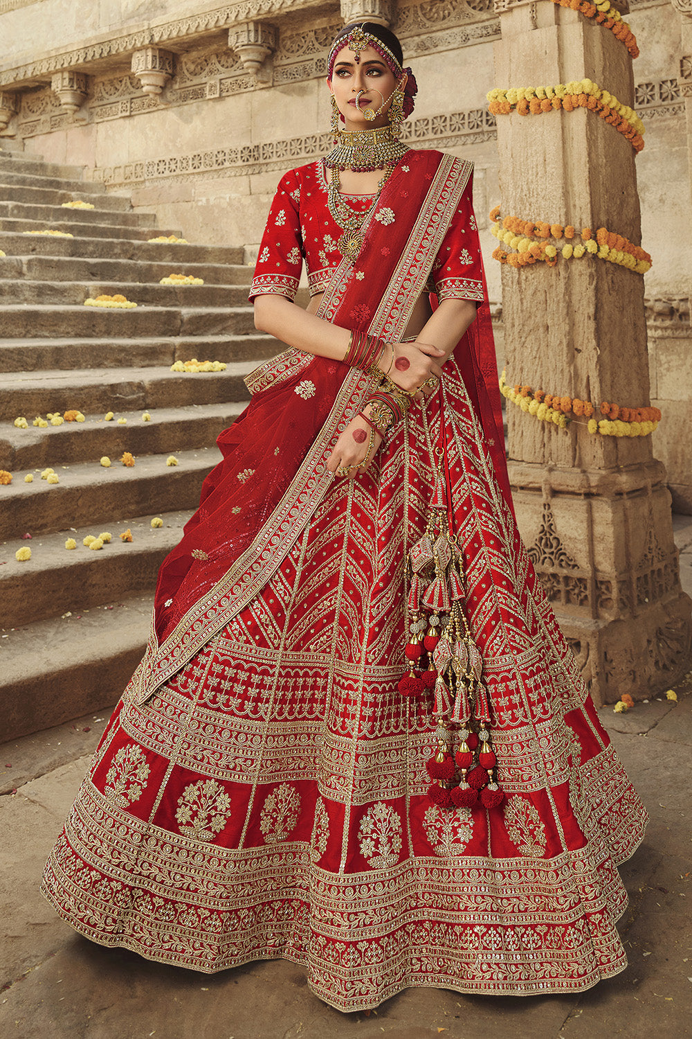 red lehenga choli