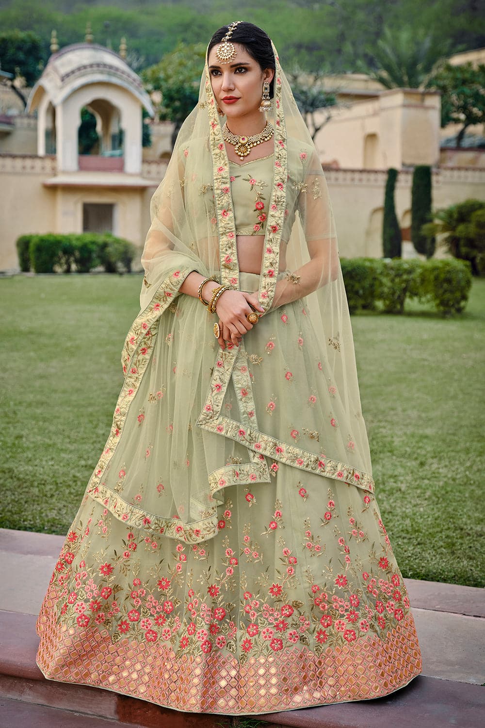 green lehenga