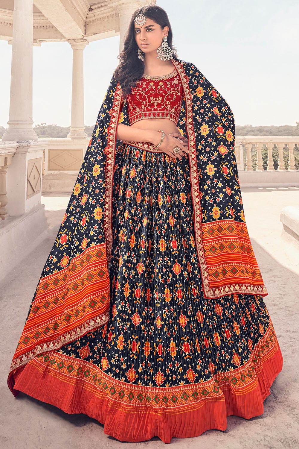 Buy Blue Orange Lehenga Choli online-Karagiri – Karagiri Global